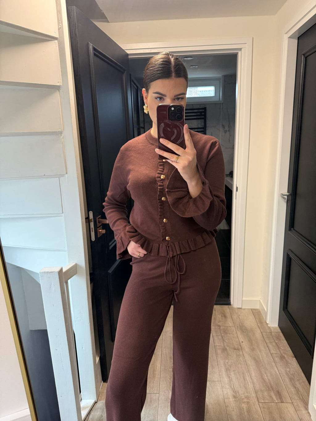 Maya Ruche Cardigan bruin