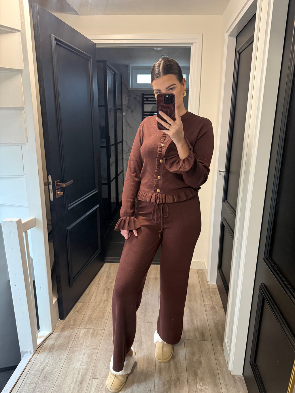 Maya Ruche Cardigan bruin