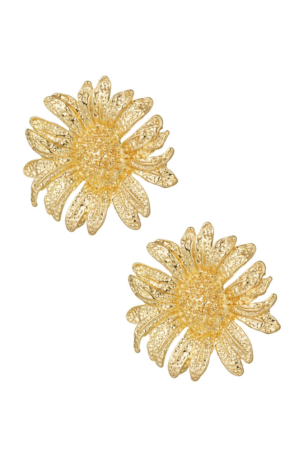 Luxe gouden zonnebloem oorbellen in vintage stijl