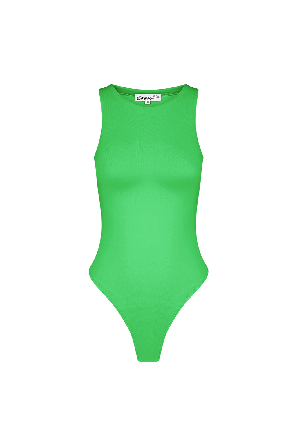 Groene mouwloze body met ronde hals en drukknoopsluiting, de ideale basic voor elke outfit.