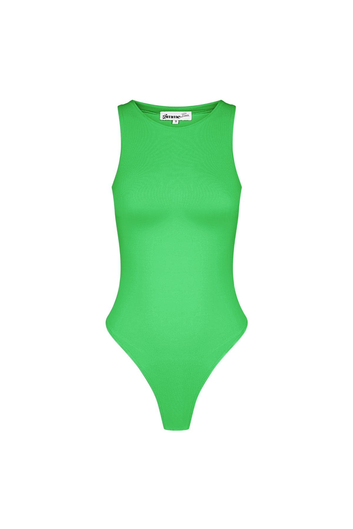 Groene mouwloze body met ronde hals en drukknoopsluiting, de ideale basic voor elke outfit.