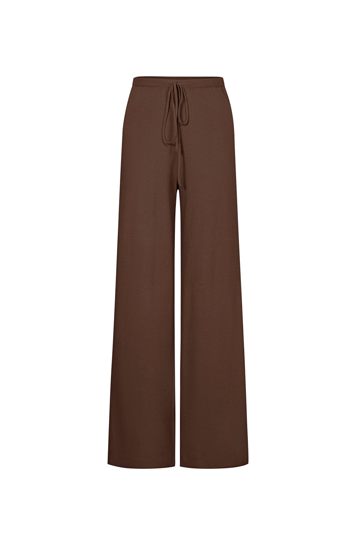 Maya Trouser bruine wide leg broek vooraanzicht - Label Noré