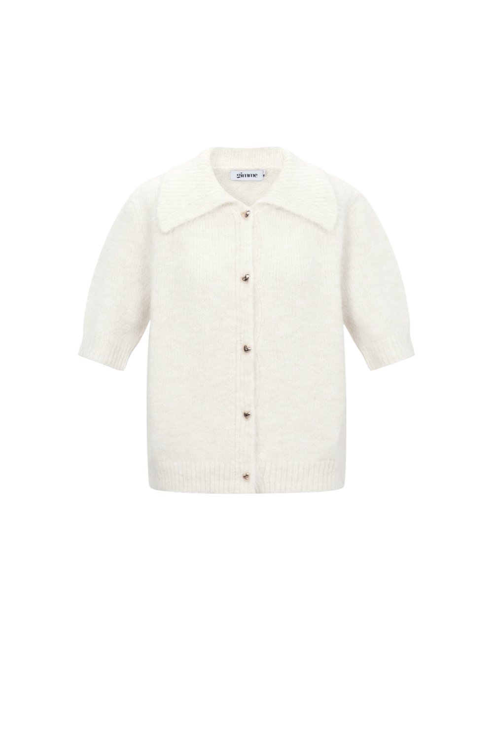 Wit gebreid vestje met wol-mix en goudkleurige hartjesknopen - Noé Heart Knitwear - Label Noré