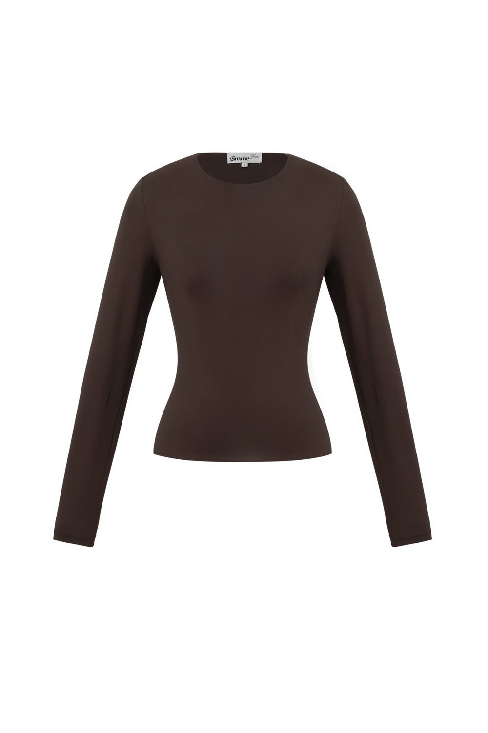 Tess Longsleeve chocoladebruin dames - nauwsluitende slim-fit top