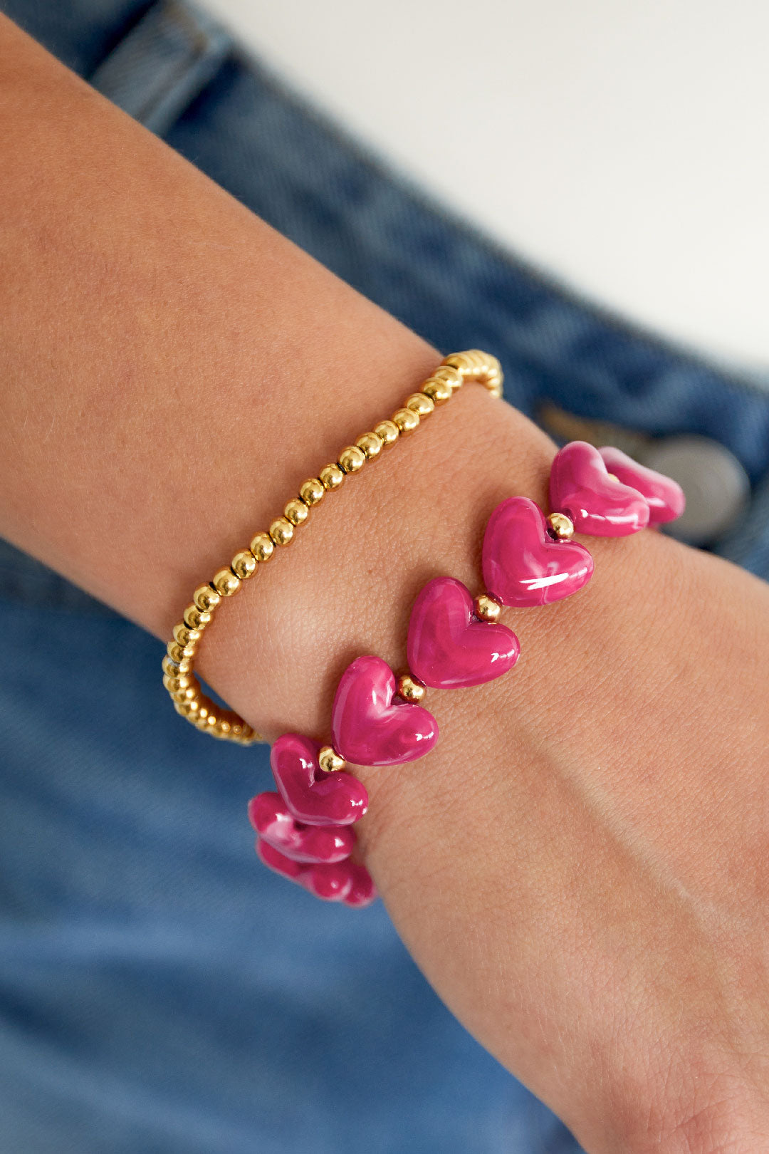 Marble Heart Armband roze